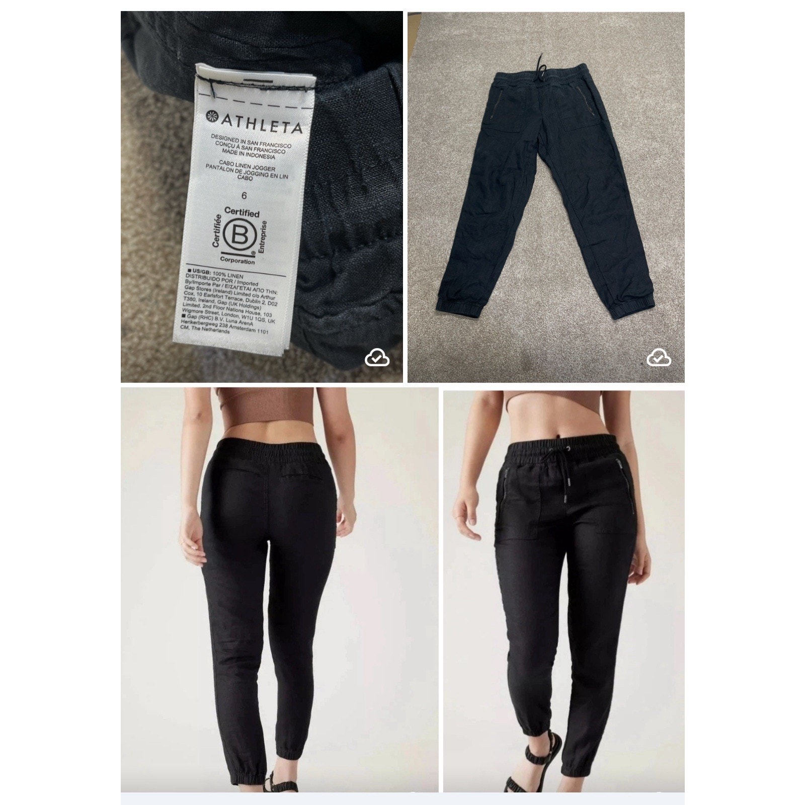 Summer Resort Coastal Athleisure Lounge Womens Athleta Black Cabo Linen Jogger 6